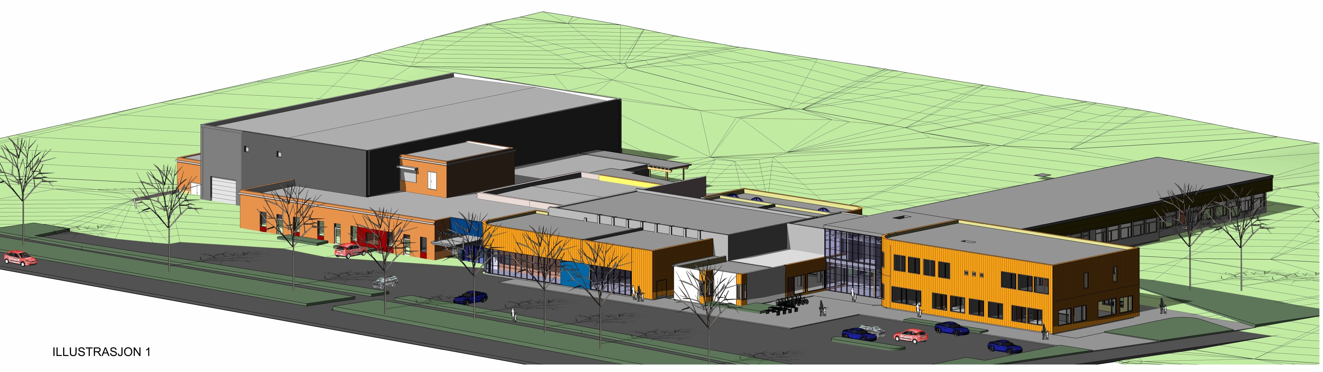 Tegning av nytt skolebygg